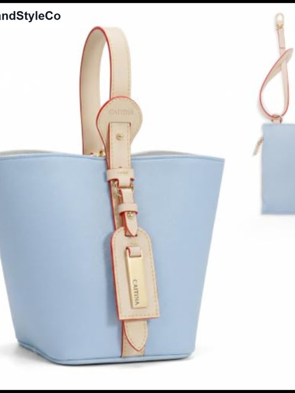 Vegan Leather 4-Way Bucket Purse Tote Handbag with Detachable Small Purse